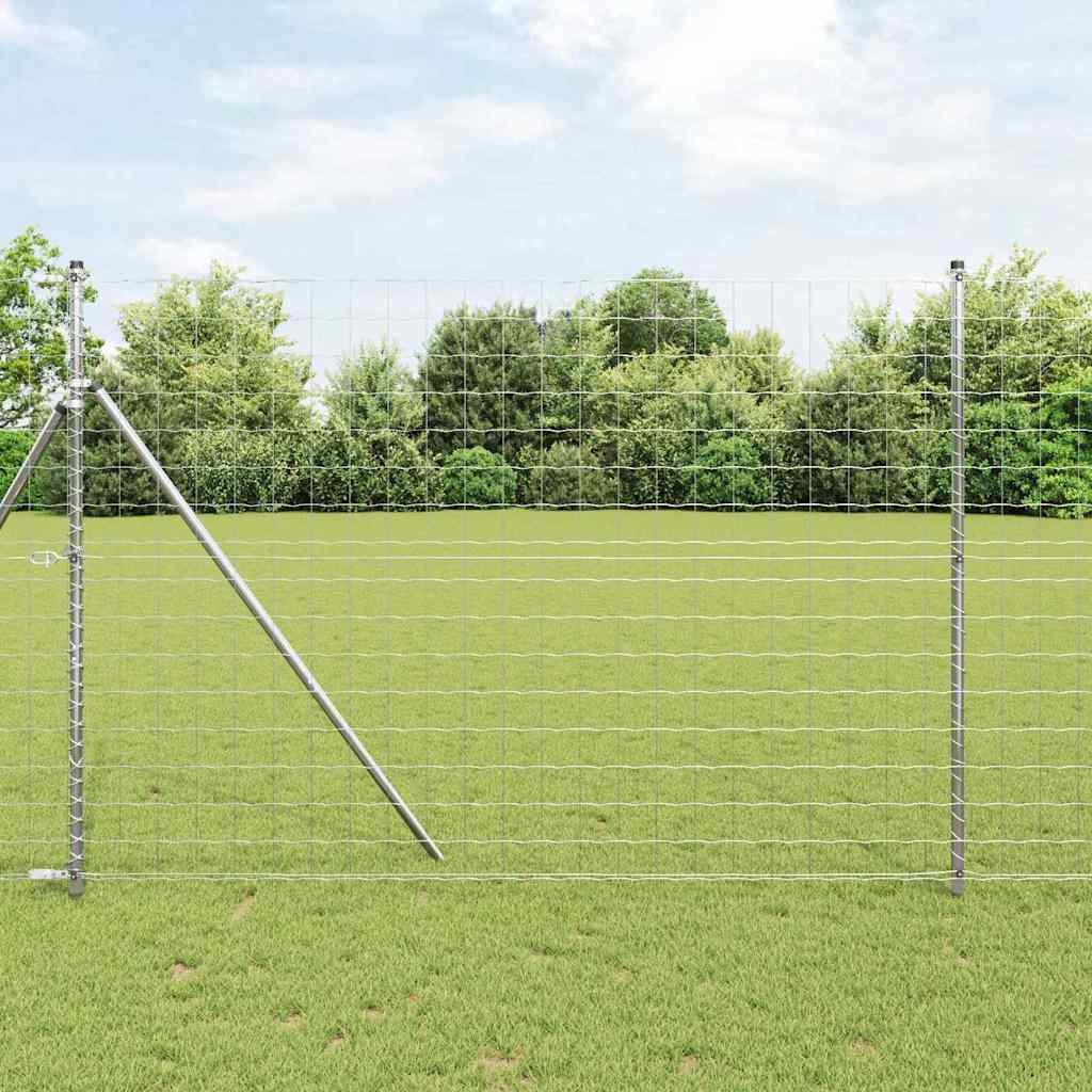 Zaun mit Pfosten Silber 1.5 x 10 m Stahl
