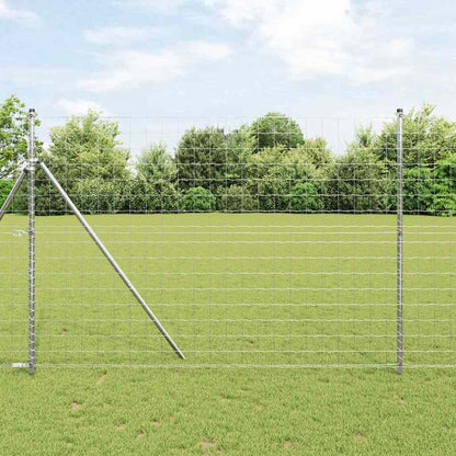 Zaun mit Pfosten Silber 1.5 x 10 m Stahl
