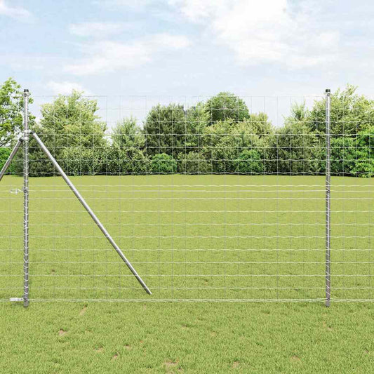 Zaun mit Pfosten Silber 1.5 x 10 m Stahl