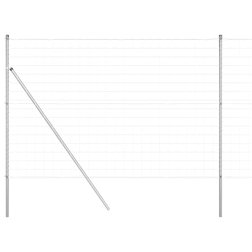 Zaun mit Pfosten Silber 1.5 x 10 m Stahl