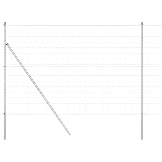 Zaun mit Pfosten Silber 1.5 x 10 m Stahl