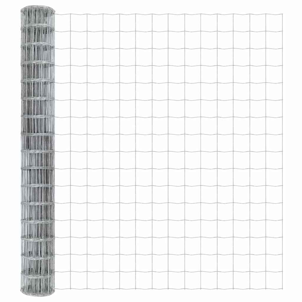 Zaun mit Pfosten Silber 1.5 x 10 m Stahl