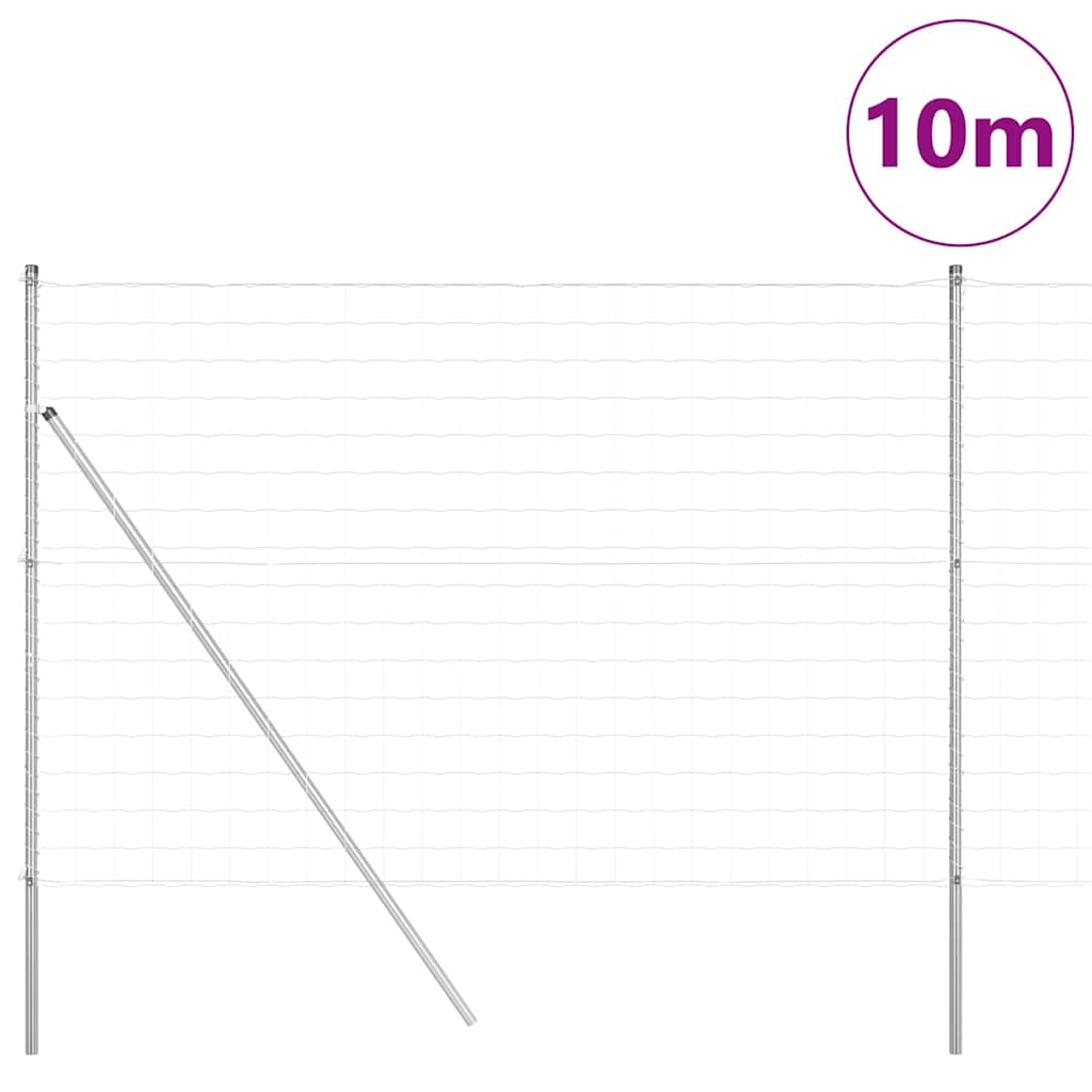 Zaun mit Pfosten Silber 1.6 x 10 m Stahl