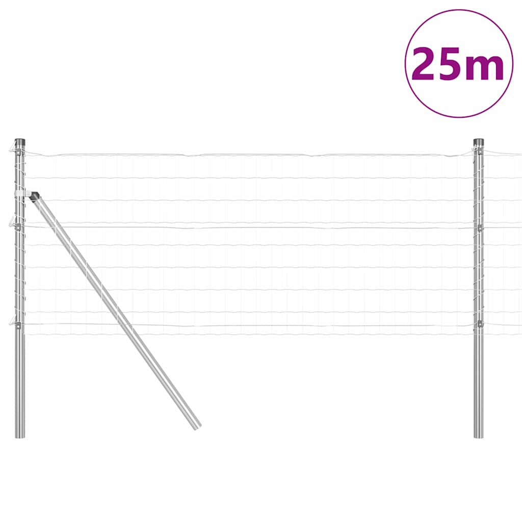 Zaun mit Pfosten Silber 0,4 x 25 m Stahl