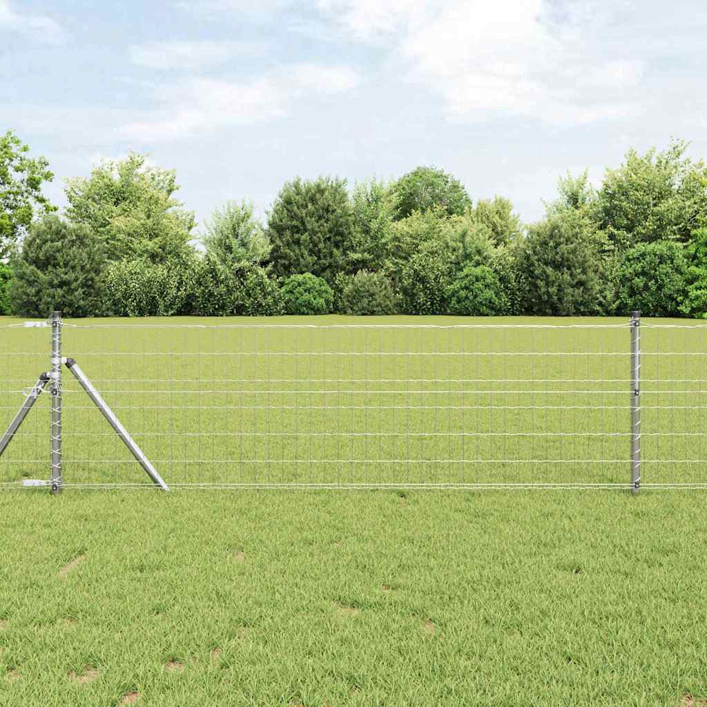 Zaun mit Pfosten Silber 0,4 x 25 m Stahl