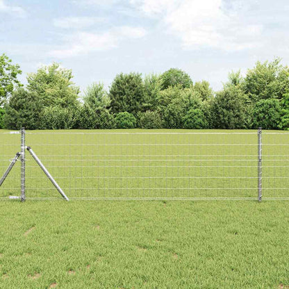 Zaun mit Pfosten Silber 0,4 x 25 m Stahl