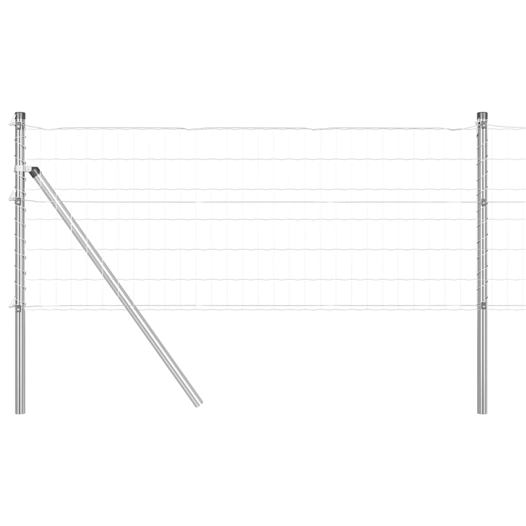 Zaun mit Pfosten Silber 0,4 x 25 m Stahl