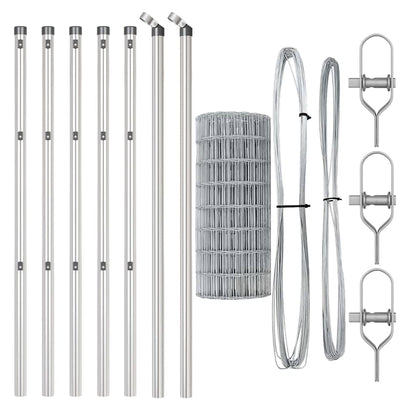 Zaun mit Pfosten Silber 0,4 x 25 m Stahl