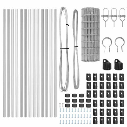 Zaun mit Pfosten Silber 0,6 x 25 m Stahl