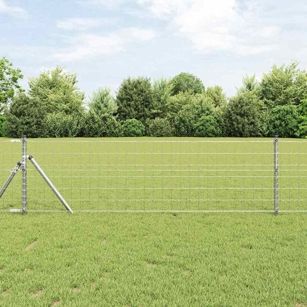 Zaun mit Pfosten Silber 0,4 x 25 m Stahl