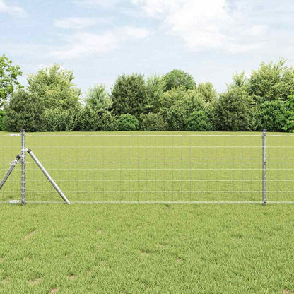 Zaun mit Pfosten Silber 0,4 x 25 m Stahl