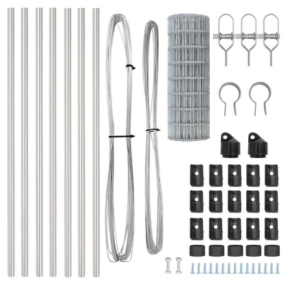 Zaun mit Pfosten Silber 0,4 x 25 m Stahl