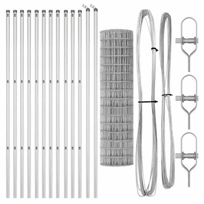 Zaun mit Pfosten Silber 1.2 x 25 m Stahl