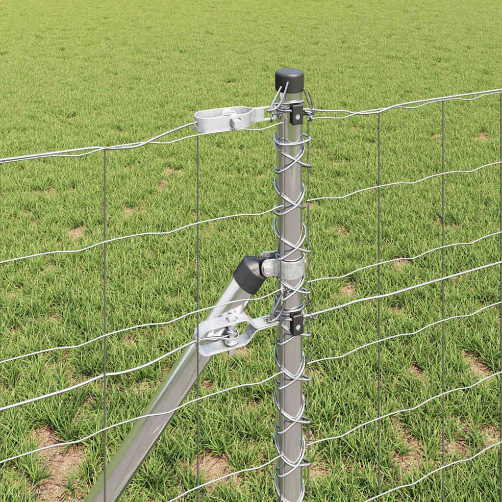 Zaun mit Pfosten Silber 0,4 x 25 m Stahl