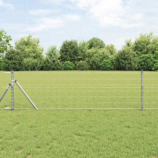 Zaun mit Pfosten Silber 0,4 x 25 m Stahl