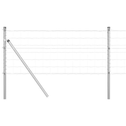 Zaun mit Pfosten Silber 0,4 x 25 m Stahl