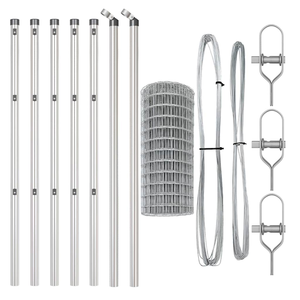 Zaun mit Pfosten Silber 0,4 x 25 m Stahl