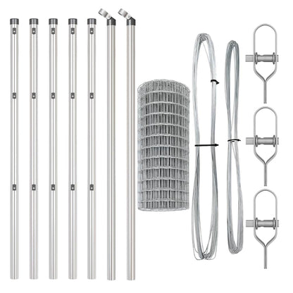 Zaun mit Pfosten Silber 0,4 x 25 m Stahl