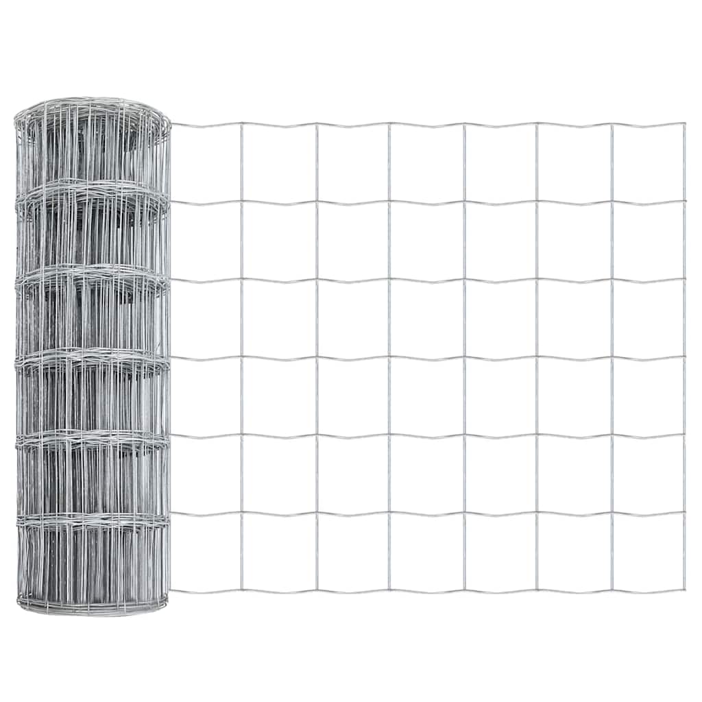Zaun mit Pfosten Silber 0,4 x 25 m Stahl