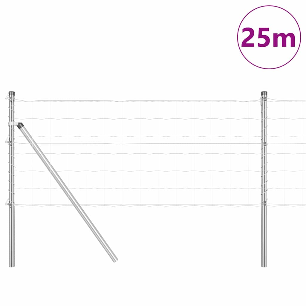 Zaun mit Pfosten Silber 0,4 x 25 m Stahl