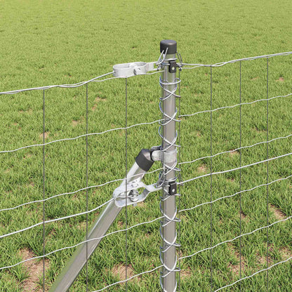 Zaun mit Pfosten Silber 0,6 x 50 m Stahl