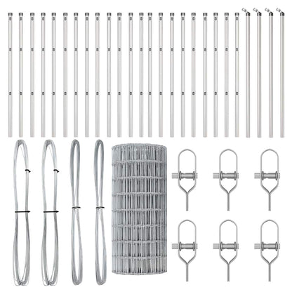 Zaun mit Pfosten Silber 0.6 x 50 m Stahl