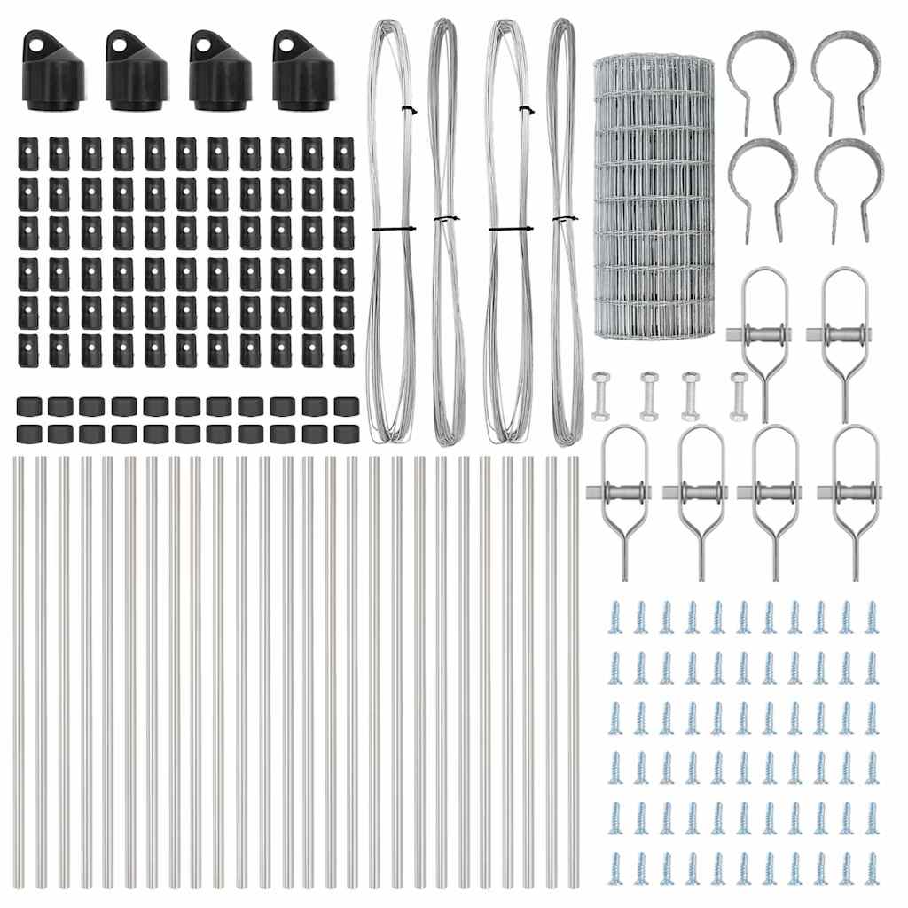 Zaun mit Pfosten Silber 0.6 x 50 m Stahl