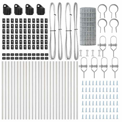 Zaun mit Pfosten Silber 0.6 x 50 m Stahl