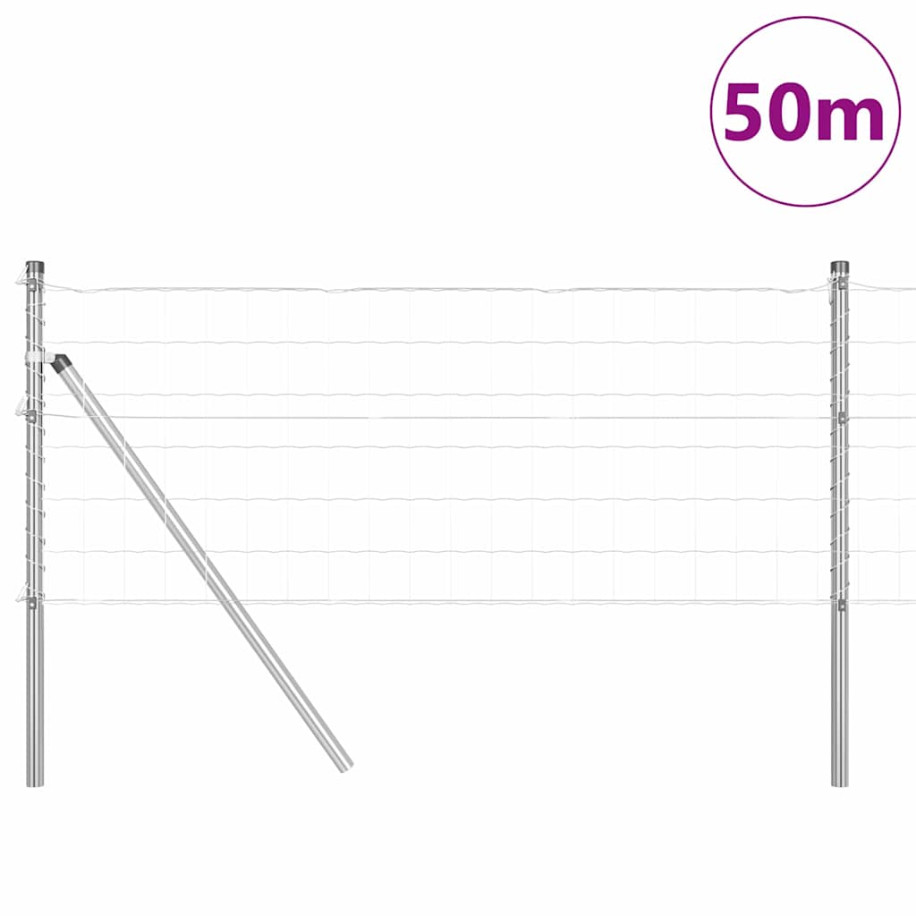 Zaun mit Pfosten Silber 0.6 x 50 m Stahl