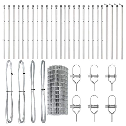 Zaun mit Pfosten Silber 0,6 x 50 m Stahl