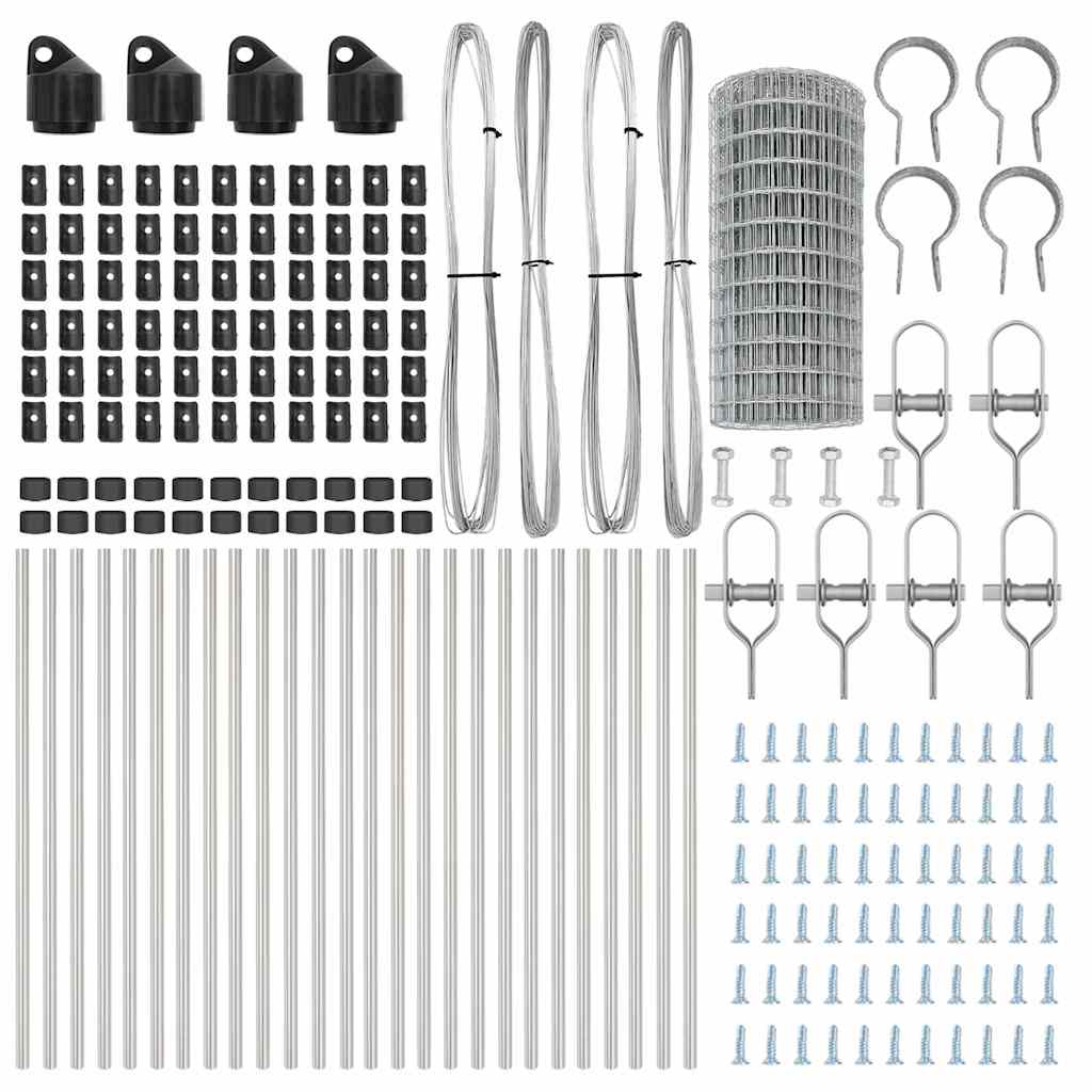 Zaun mit Pfosten Silber 0.6 x 50 m Stahl