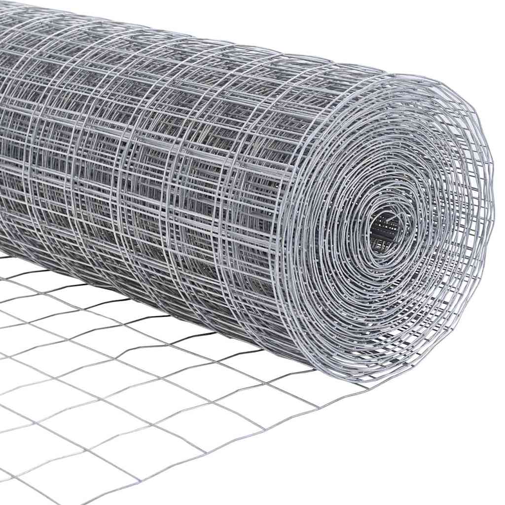 Zaun mit Pfosten Silber 0.8 x 10 m Stahl