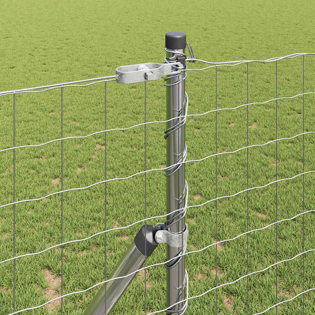 Zaun mit Pfosten Silber 1 x 10 m Stahl