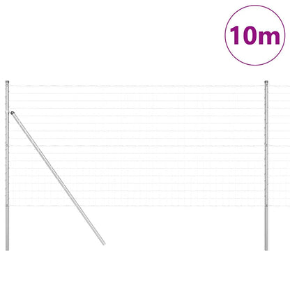 Zaun mit Pfosten Silber 1 x 10 m Stahl