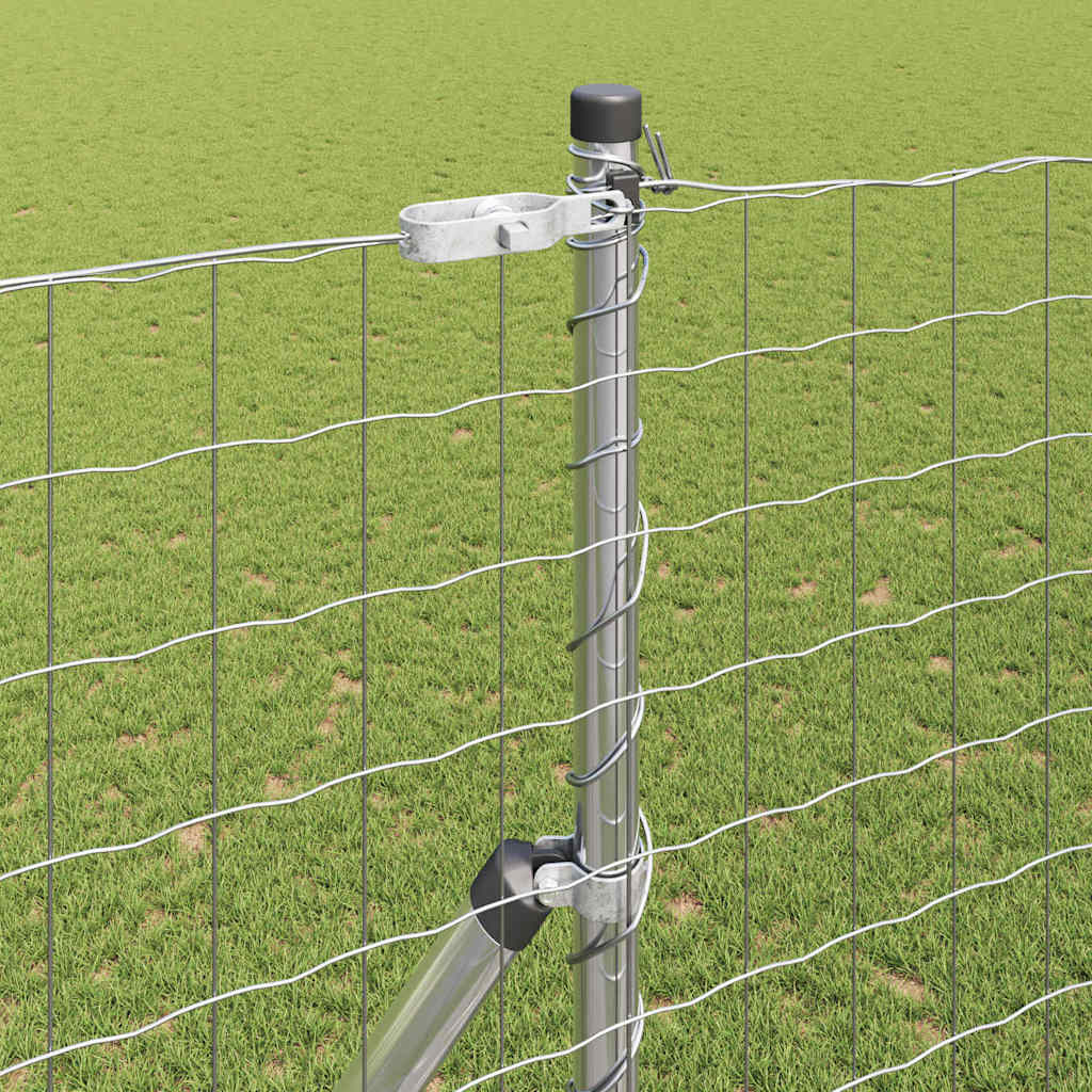 Zaun mit Pfosten Silber 1,6 x 10 m Stahl