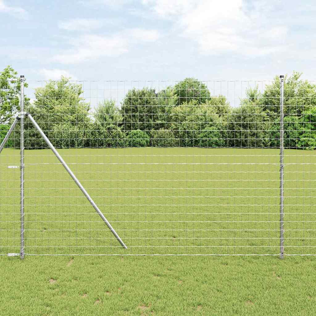 Zaun mit Pfosten Silber 1.6 x 10 m Stahl