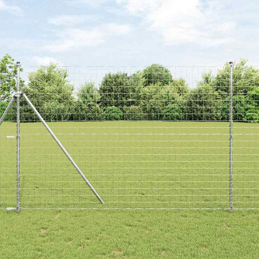Zaun mit Pfosten Silber 1.6 x 10 m Stahl