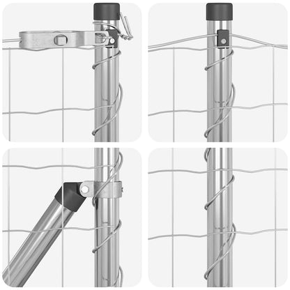Zaun mit Pfosten Silber 0,4 x 25 m Stahl