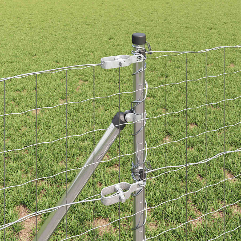 Zaun mit Pfosten Silber 0,4 x 25 m Stahl