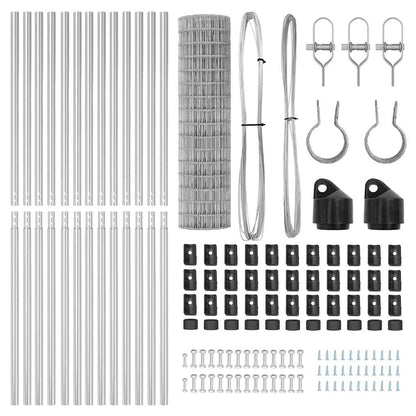 Zaun mit Pfosten Silber 1.2 x 25 m Stahl