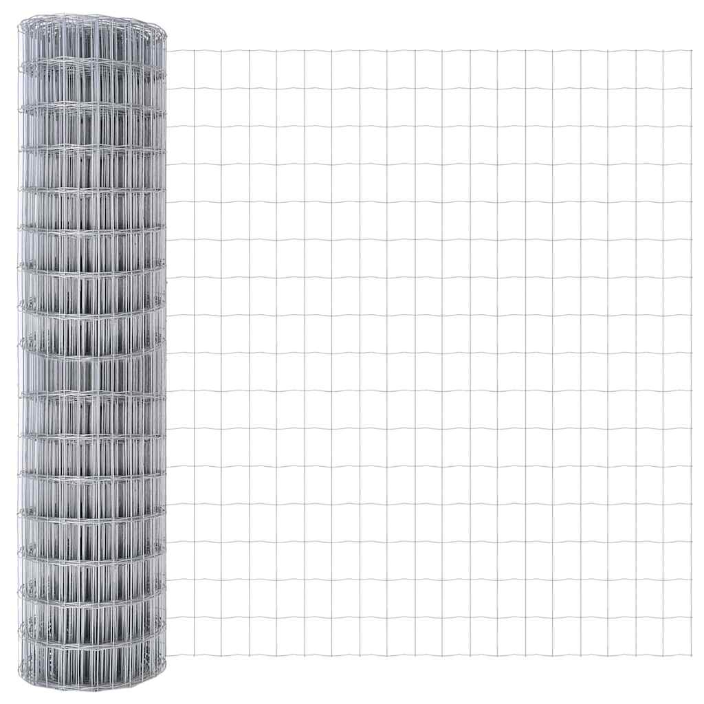 Zaun mit Pfosten Silber 1.2 x 25 m Stahl