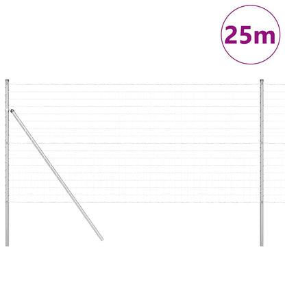 Zaun mit Pfosten Silber 1.2 x 25 m Stahl