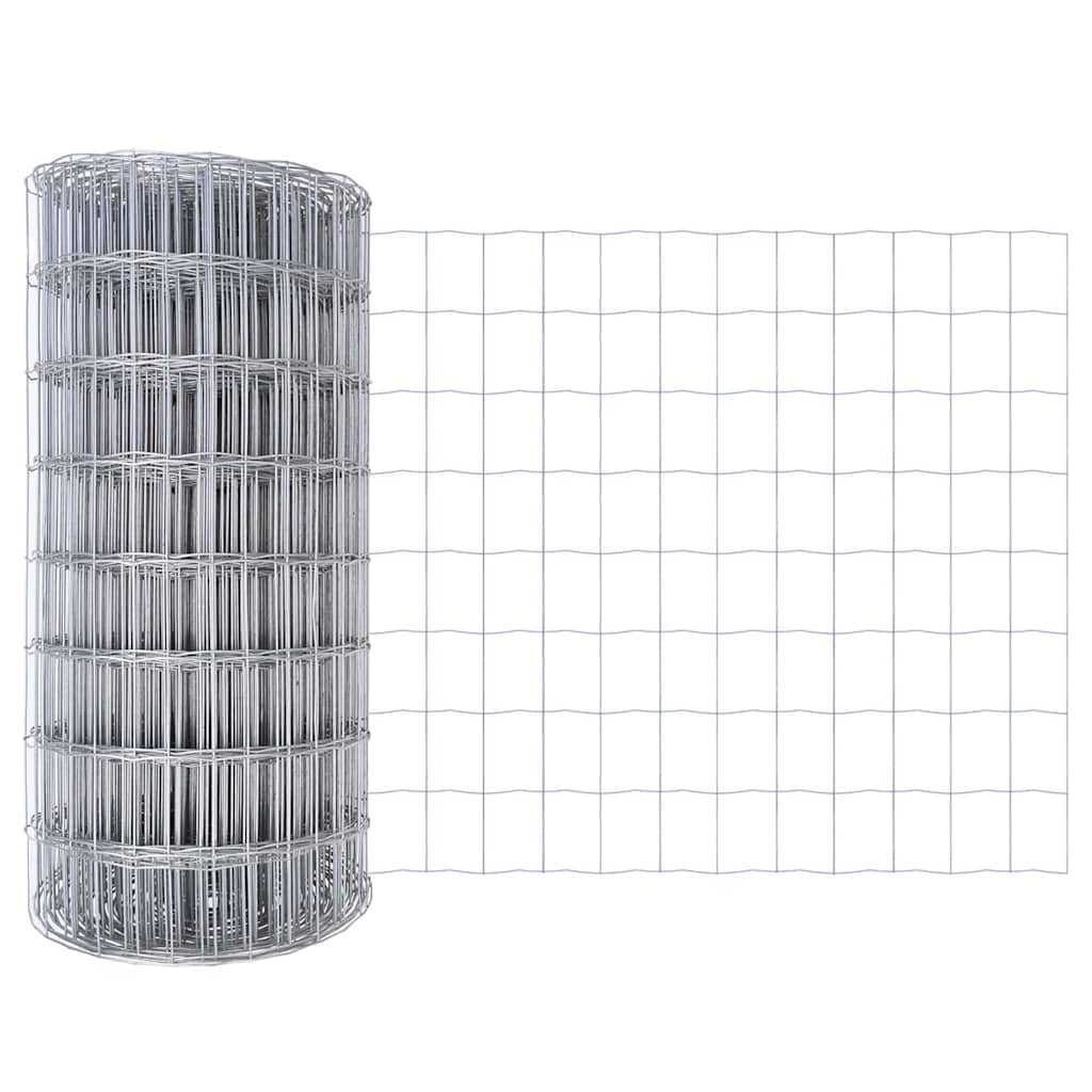 Zaun mit Pfosten Silber 0.4 x 50 m Stahl