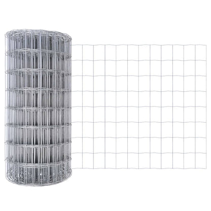 Zaun mit Pfosten Silber 0.4 x 50 m Stahl
