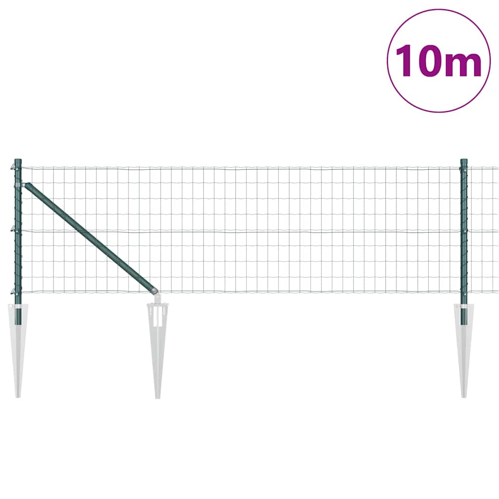 Zaun mit Pfosten Grün 0,4 x 10 m Stahl