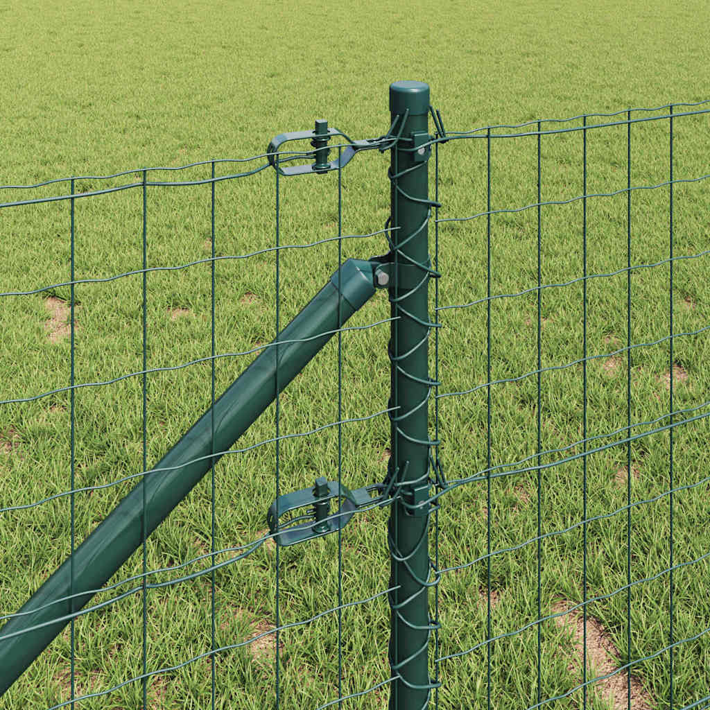 Zaun mit Pfosten Grün 0,6 x 10 m Stahl