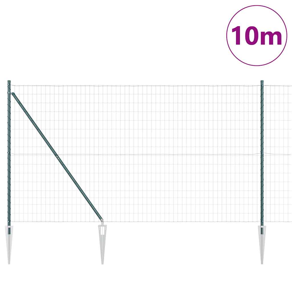 Zaun mit Pfosten Grün 1.5 x 10 m Stahl