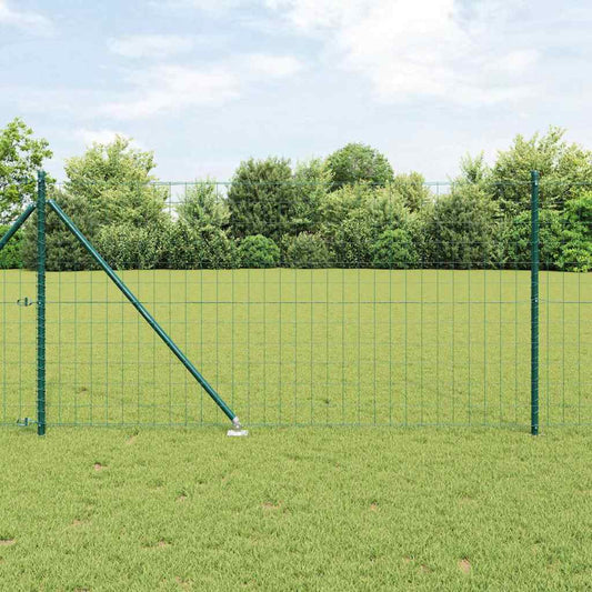 Zaun mit Pfosten Grün 1 x 10 m Stahl