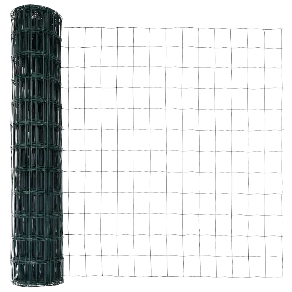 Zaun mit Pfosten Grün 1 x 10 m Stahl