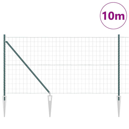 Zaun mit Pfosten Grün 1 x 10 m Stahl